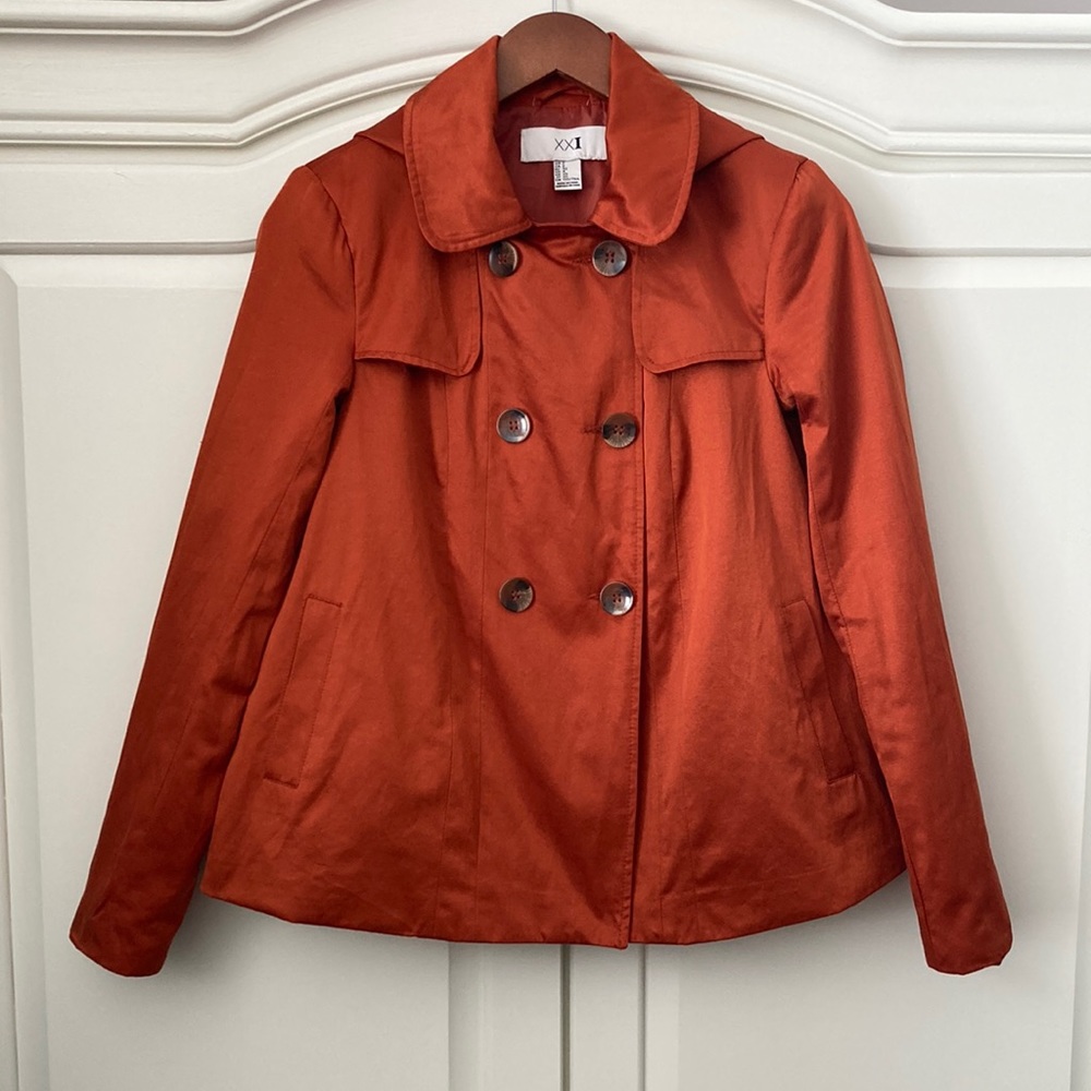 Forever 21 Size 2 orange A-Line hooded jacket